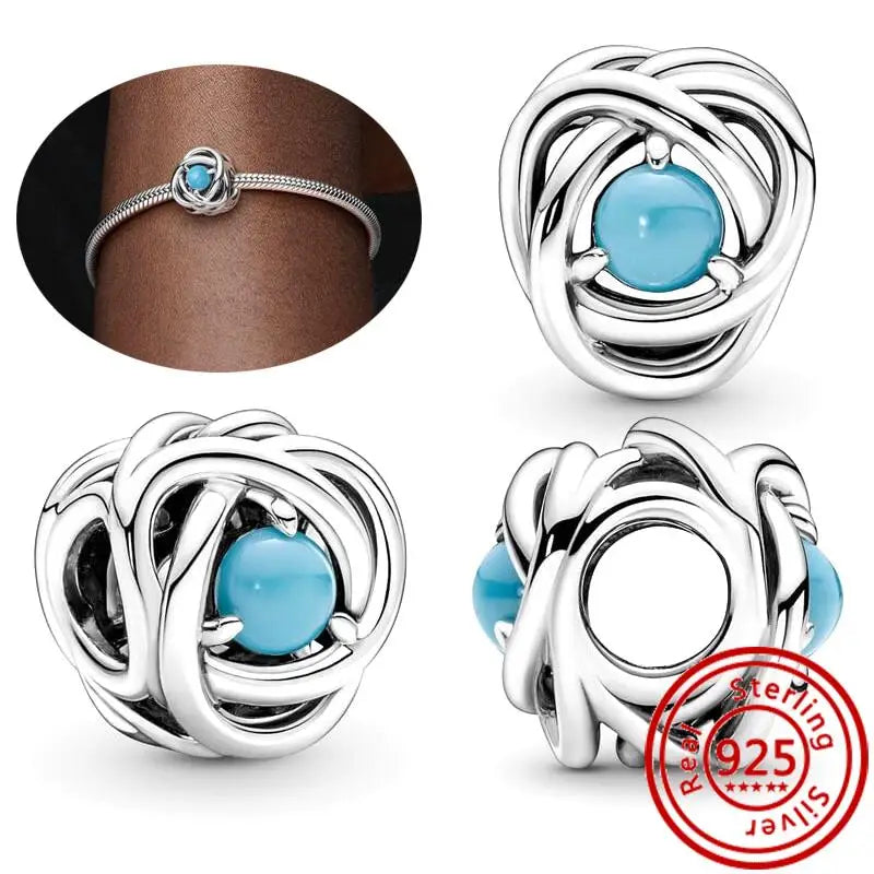 Fit Original Pantaro 925 Silver Zodiac Charm Bracelet with Colorful Zircon Beads N319