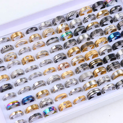 Fashion Unisex Stainless Steel Rings Set for Weddings and Parties