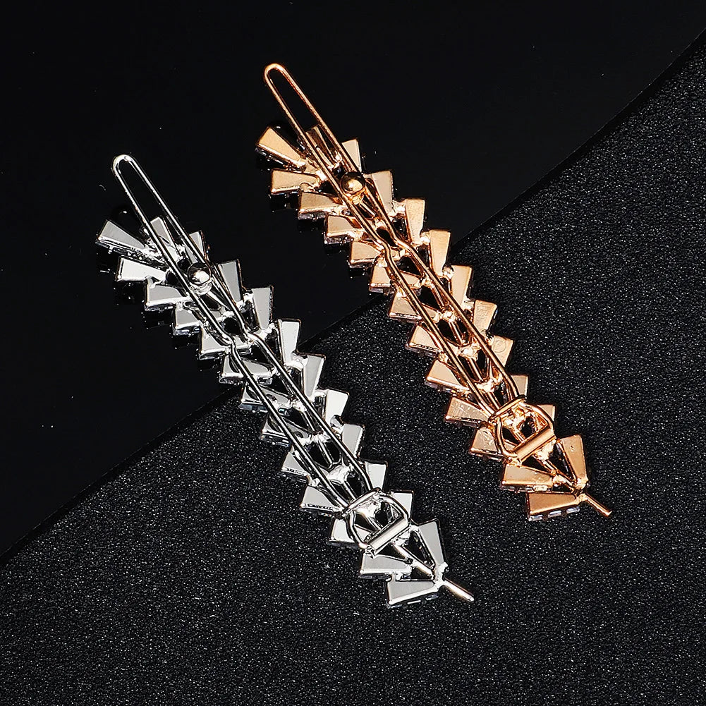 Elegant Cubic Zirconia Leaf Hair Clips for Bridal and Wedding Style