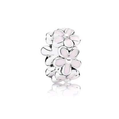 Pink Hot Air Balloon Daisy Murano Glass Charm for European Silver Bracelet SS2163