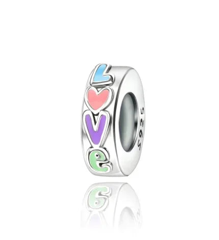 925 Sterling Silver Colorful Infinite Heart Flower Charms with Zircon for Pendant Bracelet Necklace DIY Fine Jewelry