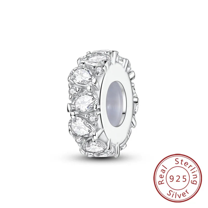 925 Sterling Silver Owl Bow Zircon Charm Beads Pendant