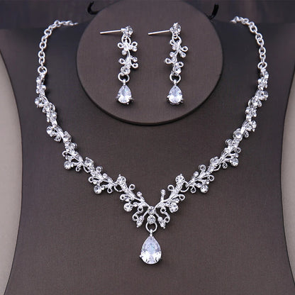 Luxury Bridal Crystal Heart Jewelry Set - Top-Rated Rhinestone Tiara, Choker & Earrings Silver 2