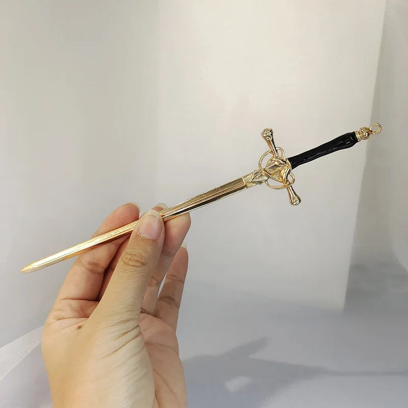 Vintage Rose Flower Crystal Hairpin Stick for Women Fashion Alloy Headwear