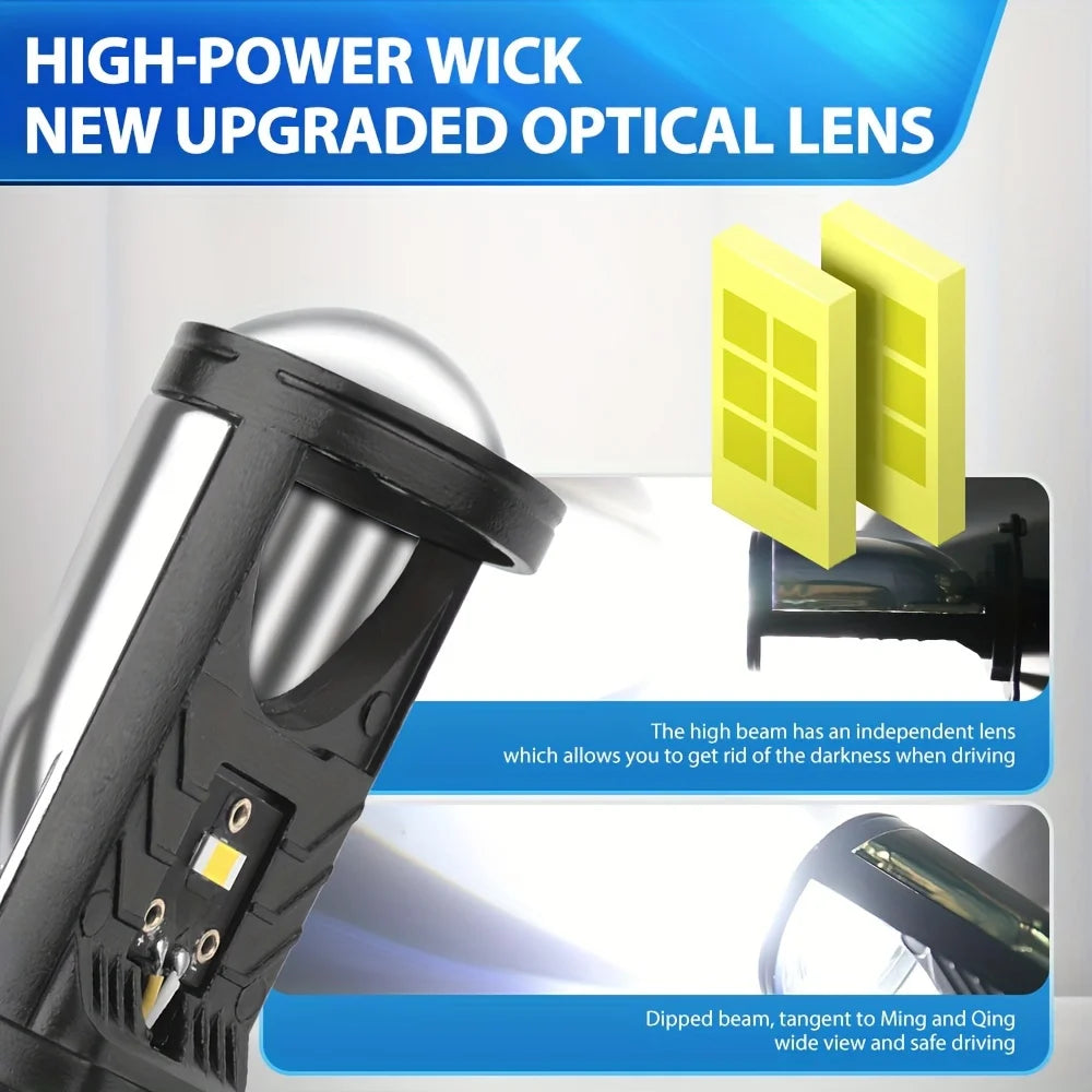 9003 H4 LED Projector Lens High Low Beam Bulbs 200W 12V Motorcycle Headlight 6500K Superior Brightness