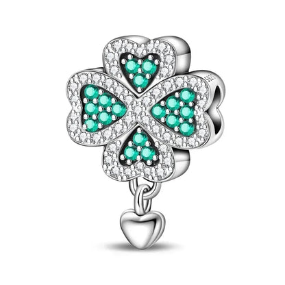 925 Sterling Silver Heart Blooming Rose Full Diamond Zircon Charms Pendant Beads for Bracelets and Necklaces