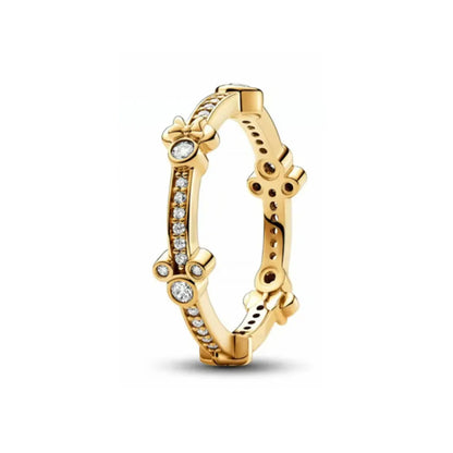 European 925 Silver Gold Bow Ring with Zircon for Exquisite Women's Jewelry at Wedding Parties