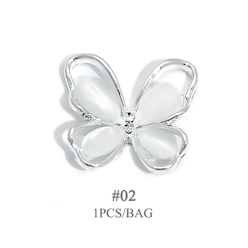 Elegant Gold Silver Metal Bowknot Nail Charm 3D Rhinestone Decor for DIY Manicure Art