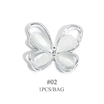 Elegant Gold Silver Metal Bowknot Nail Charm 3D Rhinestone Decor for DIY Manicure Art