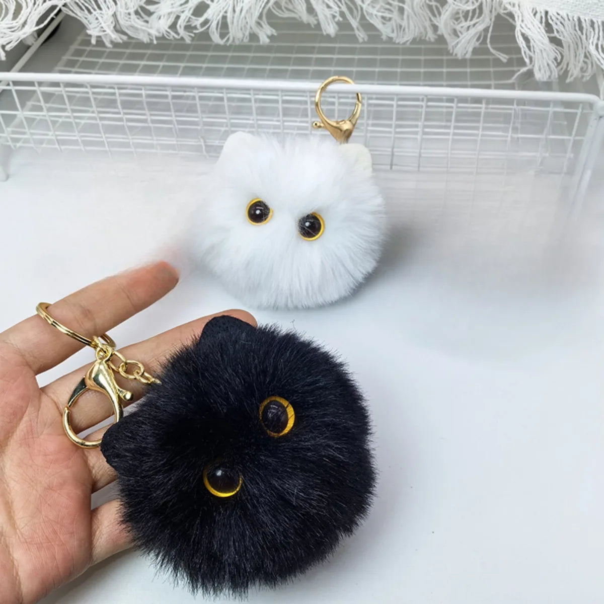 CuteCat Plush Keychain Adorable Cartoon Doll Pendant for Bags and Keys Top Rated Youth Accessory