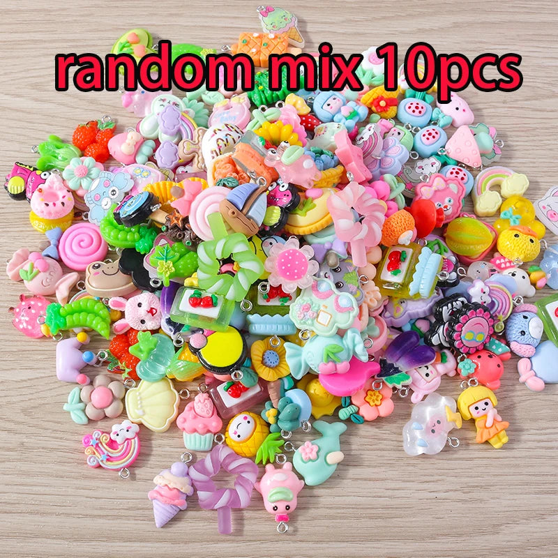 Charming Resin Animal Flower Food Fruit Set for DIY Earrings Bracelets Keychains