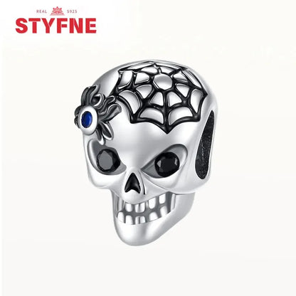 S925 Silver Luminous Zombie Skeleton Charm Bead Dangle