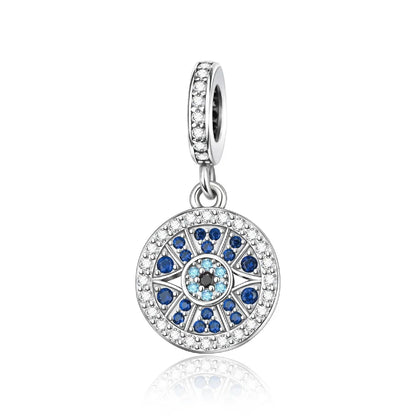 925 Sterling Silver Blue Evil Eye Jewelry Set With Zircon Charms Pendant Ring Earrings For Bracelet Necklace Gift