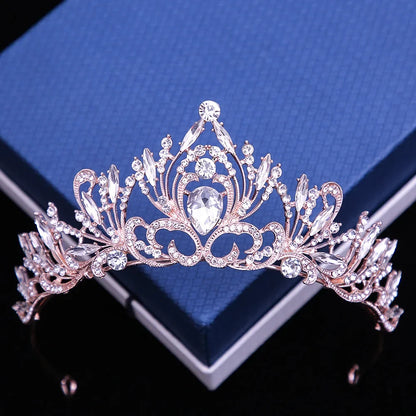 Multicolor Rhinestone Tiara - Top-Rated Crystal Crown Hair Accessory for Women Golden