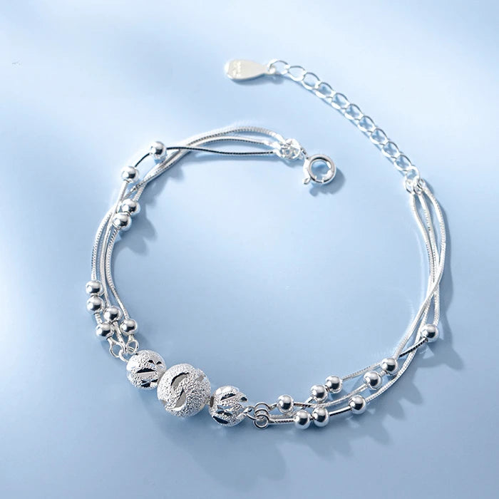 Timeless Elegance: 925 Sterling Silver Heart Tassel Bracelet for Women