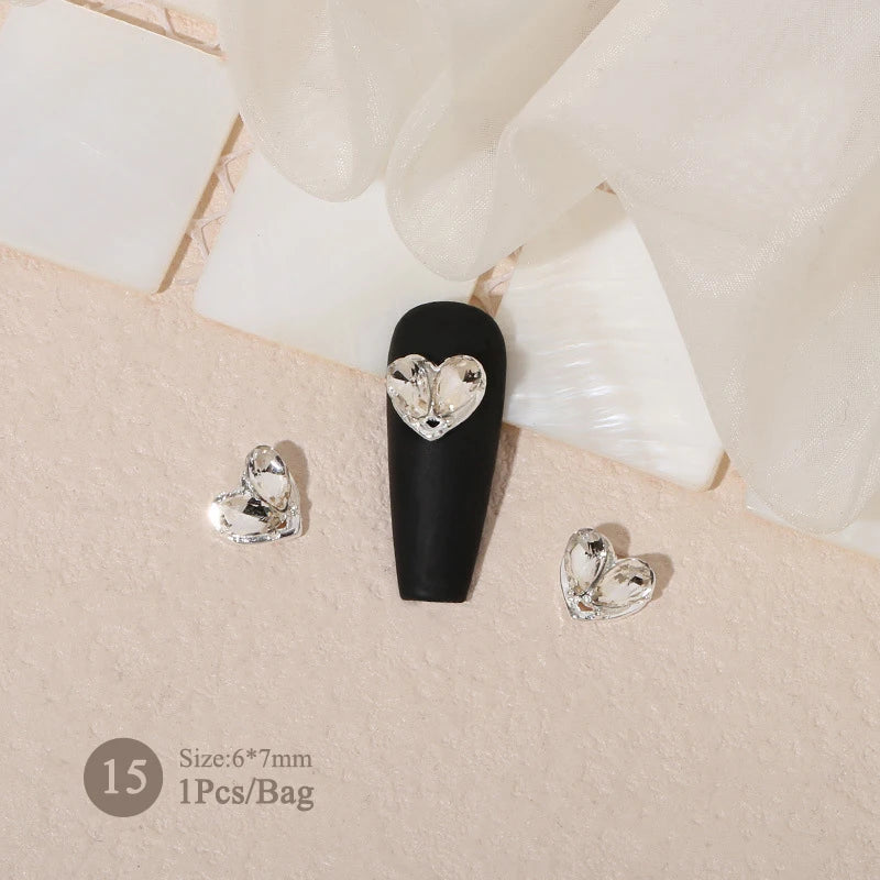 Elegant Gold Silver Metal Bowknot Nail Charm 3D Rhinestone Decor for DIY Manicure Art
