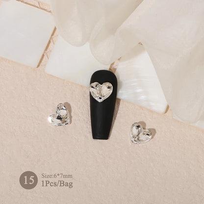 Elegant Gold Silver Metal Bowknot Nail Charm 3D Rhinestone Decor for DIY Manicure Art