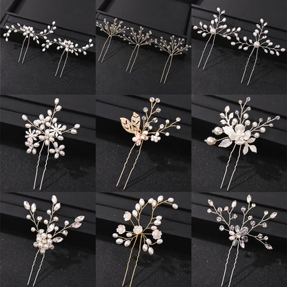 Elegant Crystal Pearl Rhinestone Hairpins for Women Bridal Party Accessories