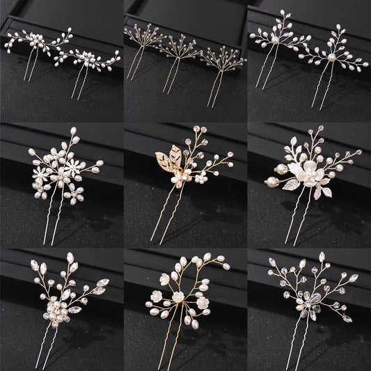 Elegant Crystal Pearl Rhinestone Hairpins for Women Bridal Party Accessories