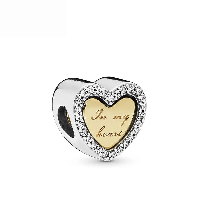 European 925 Sterling Silver Family Flower Cross Heart DIY Charm Bead for Women's Bracelet and Necklace Jewelry