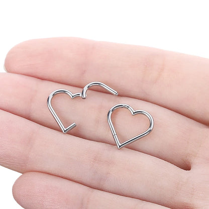 Steel Heart Shape Hinged Septum Clicker Tragus Cartilage Piercing Jewelry