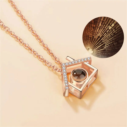 100 Languages I Love You Projection Pendant Necklace for Women gold-2