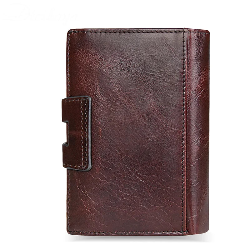 Vintage Real Leather Men Wallet Zipper Coin Card Holder