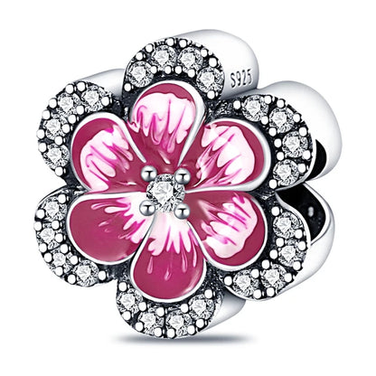 925 Sterling Silver Charm Beads for Women Bracelet - Four-Leaf Clover and Sunflower Design B1701fen