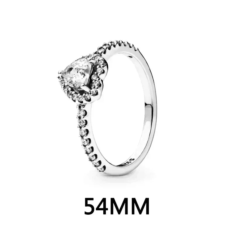 New 925 Sterling Silver Heart Shaped Earrings Rings Necklaces Pink Red Rainbow Luxury Set Sparkling Charm Jewelry Gifts 54MM