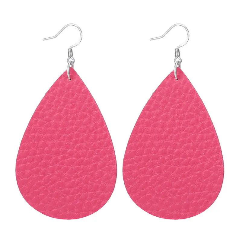 Elegant Faux Leather Teardrop Earrings for Women Lightweight Dangle Fashion Jewelry