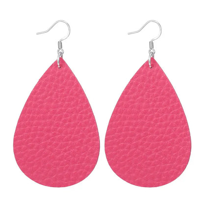 Elegant Faux Leather Teardrop Earrings for Women Lightweight Dangle Fashion Jewelry