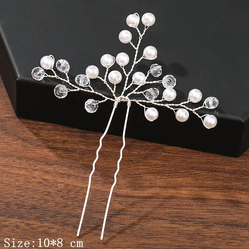 Elegant Pearl Rhinestone Flower Hair Pins for Women Wedding Accessories