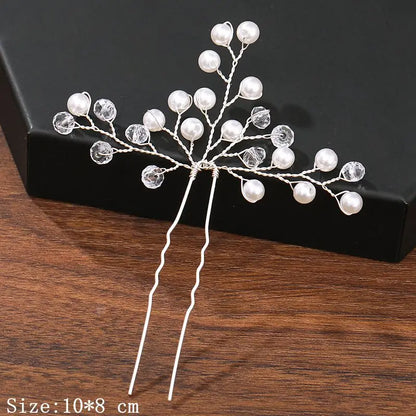 Elegant Pearl Rhinestone Flower Hair Pins for Women Wedding Accessories