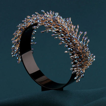 Luxury Handmade Bridal Hair Hoop with Crystal Rhinestone Headwear for Women Elegant Hair Ornament Jewelry