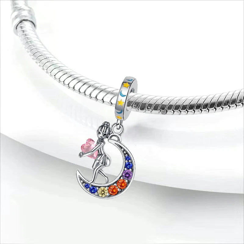 Elegant 925 Sterling Silver Bow Charm with Zircon for Mother's Day Bracelet