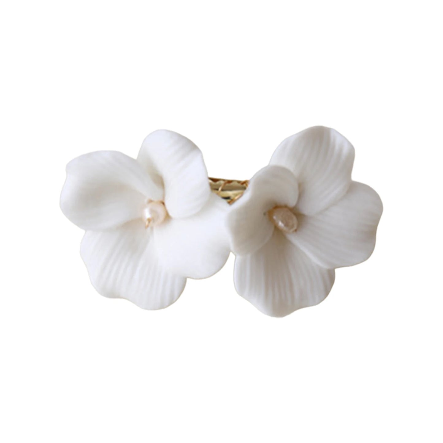 White Floral Ceramic Hairpins for Elegant Bridal Hairstyles