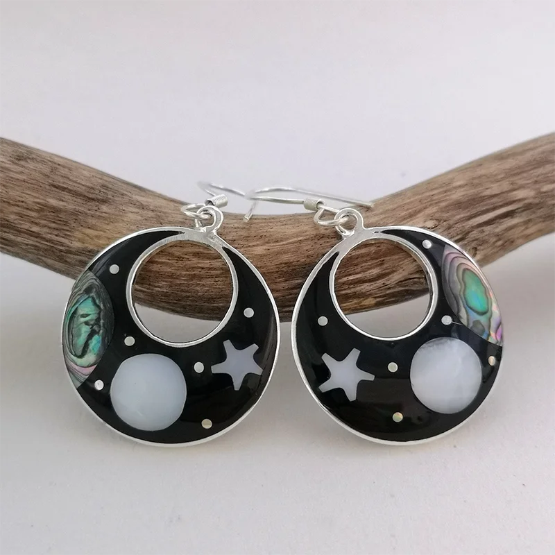 Asymmetric Bronze Red Blue Stone Drop Earrings for Women - Ethnic Statement Jewelry Gift