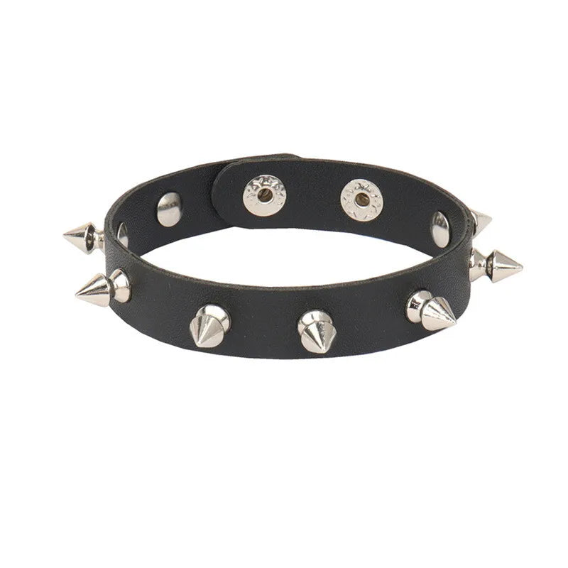 Gothic Punk Cat Heart Leather Bracelet For Women And Men