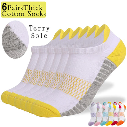 6 Pairs Women Cushioned Sports Socks Anti Odor Arch Support