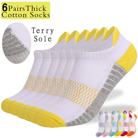 6 Pairs Women Cushioned Sports Socks Anti Odor Arch Support