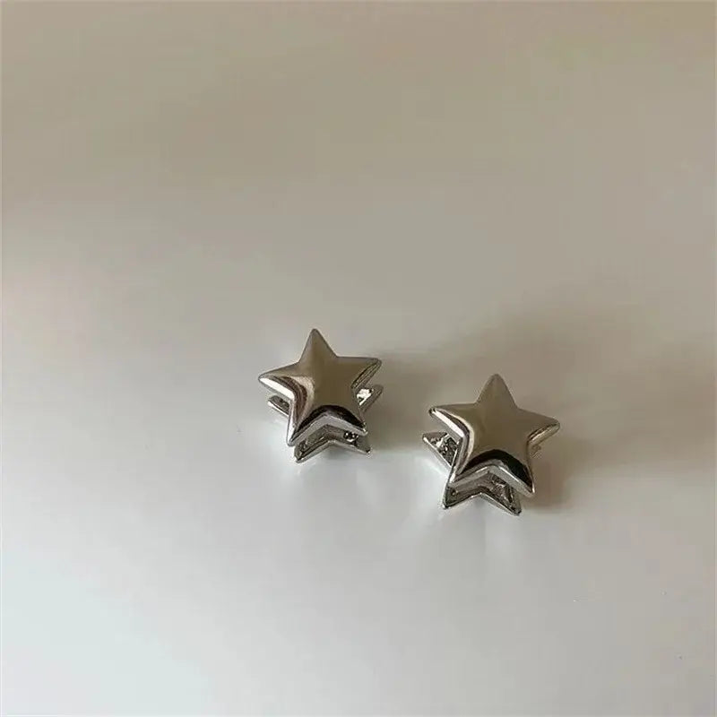 Gold Star Metal Pentagram Earrings for Women silver color