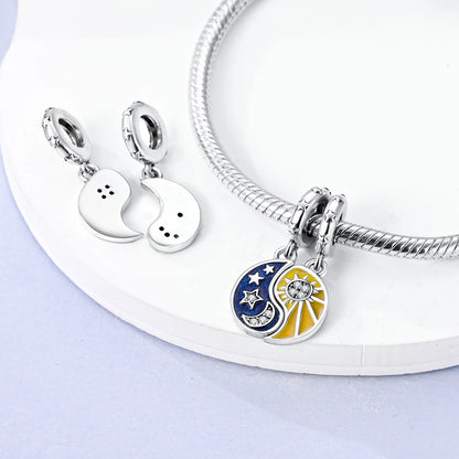 Silver Plated Eternal Symbol Charms Luminous Star Beads Love Dangle Safety Chain for Original Bracelet DIY Jewelry