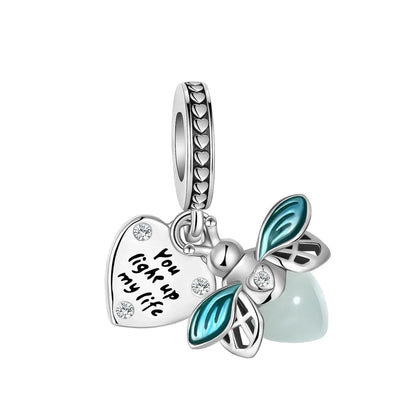 Sparkling Birthstone Heart Charm 925 Sterling Silver Pendant Bead for Mom DIY Jewelry Gift