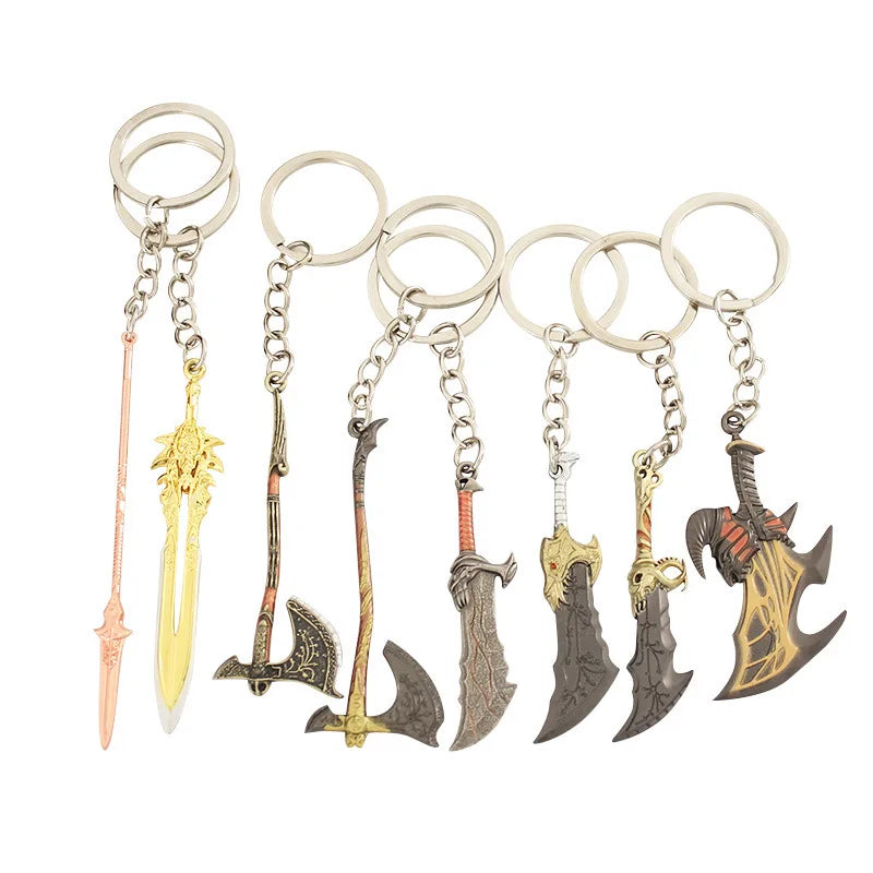Mini God of War Kratos Blade of Chaos Keychain Metal Model for Men Party Jewelry