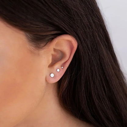 3 Pairs 18K Gold Plated Stainless Steel Mini Round Stud Earrings Set for Women and Men