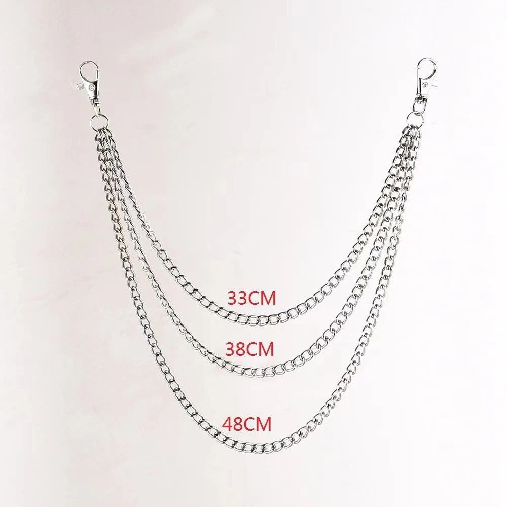 Punk-Inspired Multilayer Metal Jeans Chain Keychain Accessory