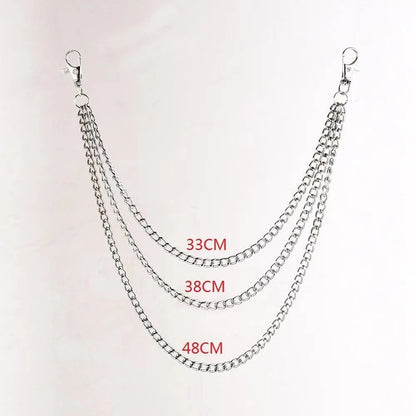 Punk-Inspired Multilayer Metal Jeans Chain Keychain Accessory