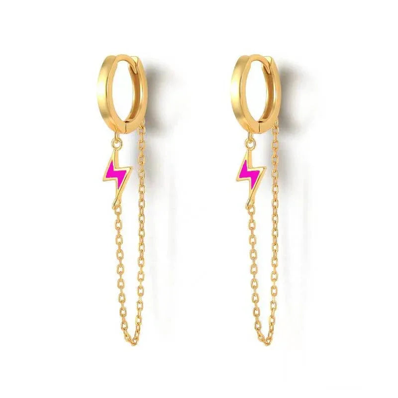 Rose Red Zircon Hoop Earrings for Women Minimalist Dangle Party Jewelry Trend 2025