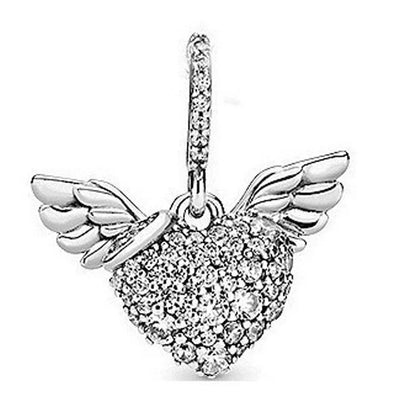 Sterling Silver 925 Angel Wing Heart Bird Charms for Bracelets and Necklaces Women's Fine DIY Jewelry Gifts