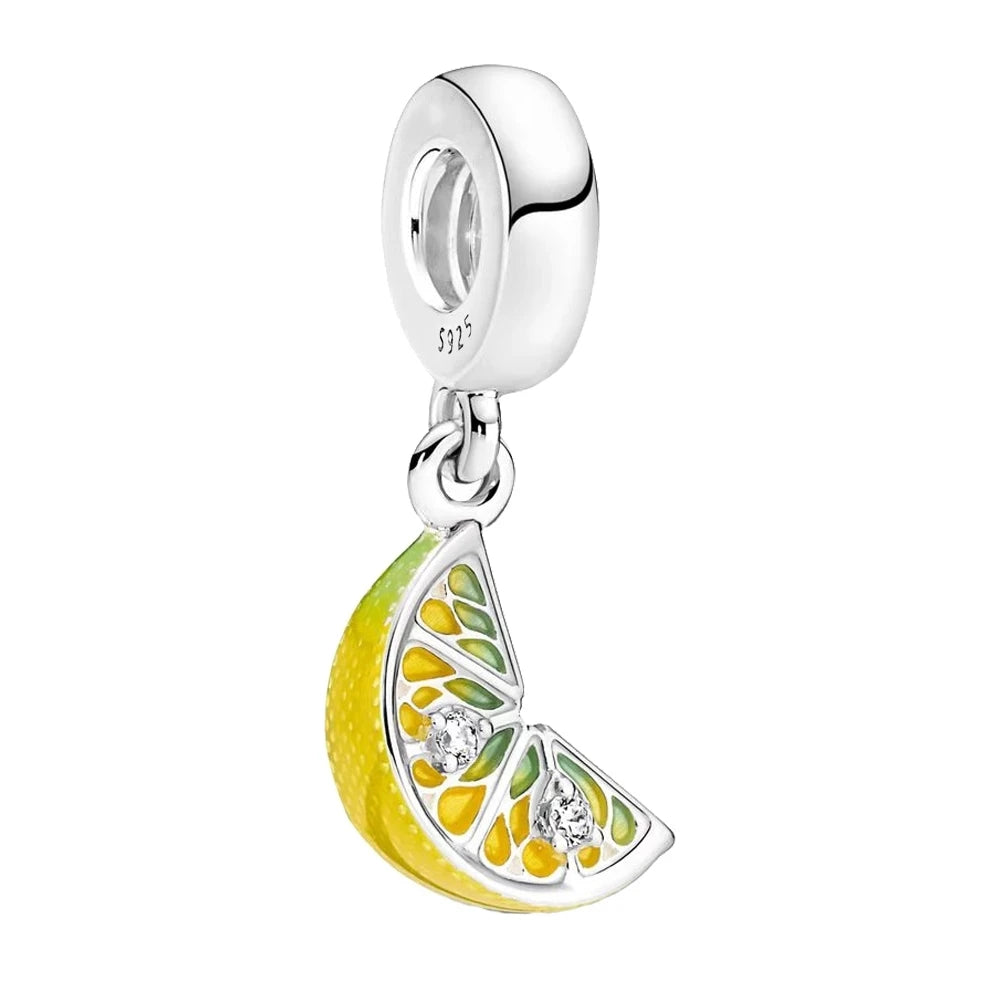 925 Silver Strawberry Cherry Durian DIY Dangle Beads
